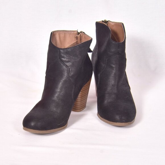 Route 66 Women's Black Block Heel Booties Back Zip Size 6 - Picture 1 of 8